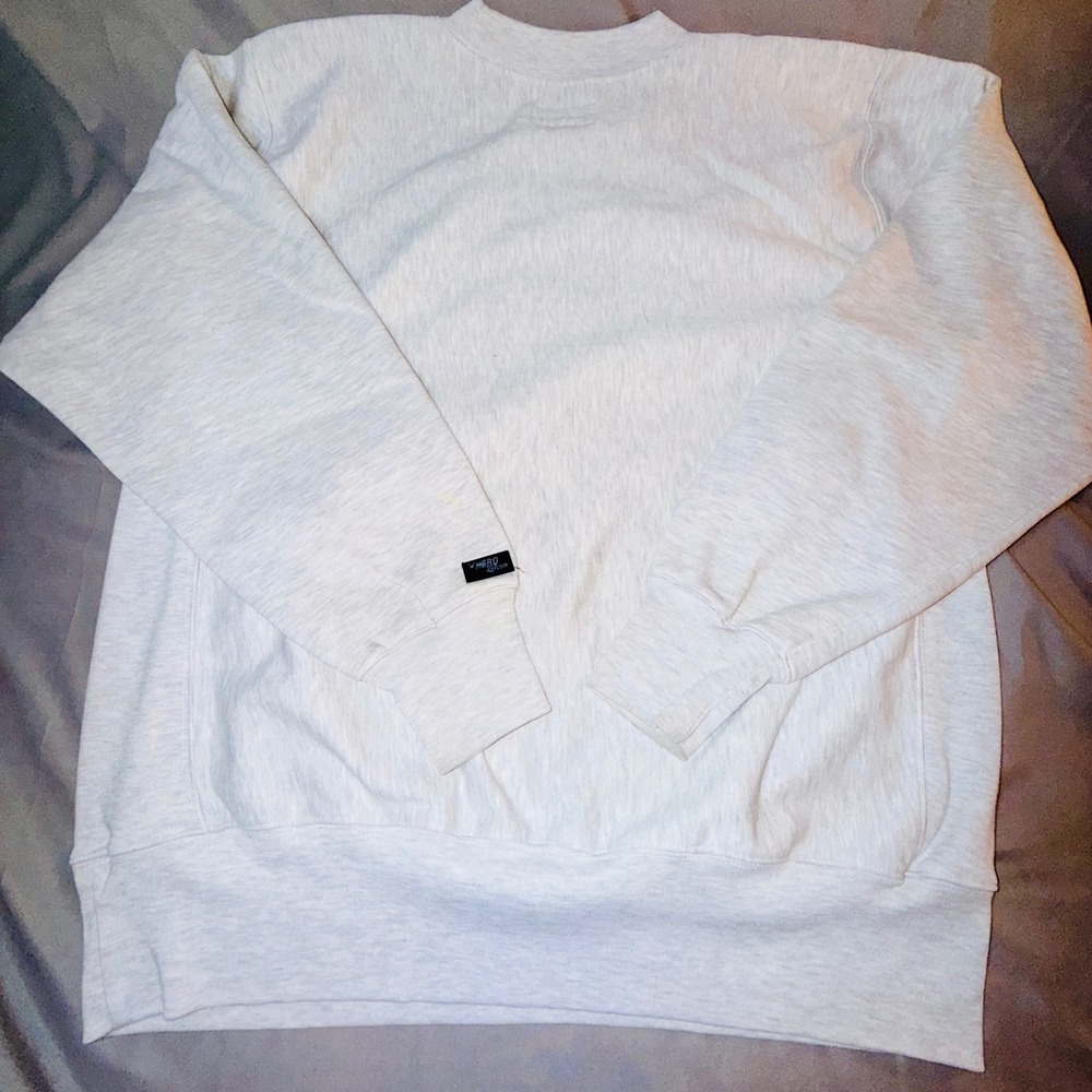 Hero 247 Sweatshirt Mens XL Gray Good Heavyweight Crewneck Ribbed Side Panels - Picture 3 of 4